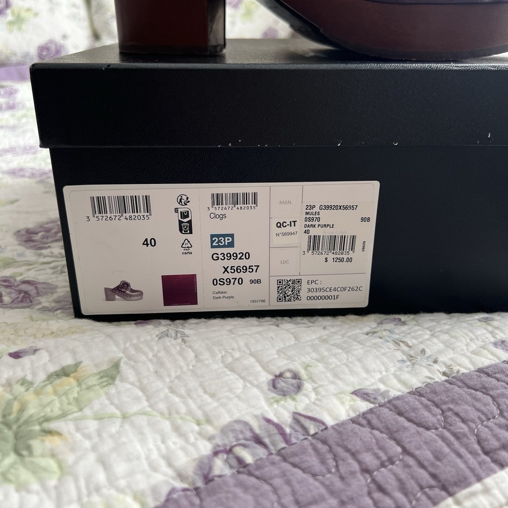 Chanel Burgundy Leather Camellia Flower Studded Platform Clogs 2023 IT 40 - Picture 14 of 16